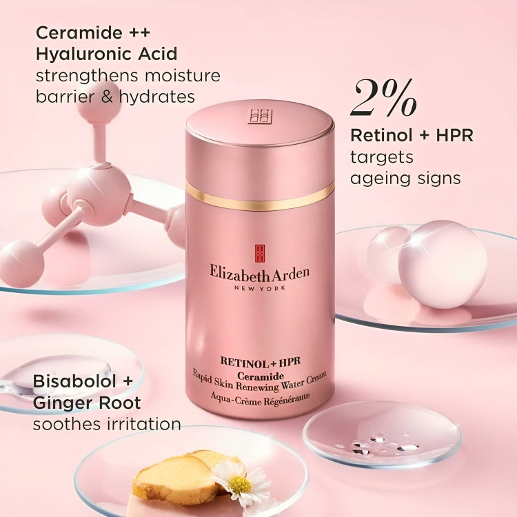 Elizabeth Arden Retinol + HPR Ceramide Rapid Skin Renewing Water Cream 50ml / 1.7 oz – Anti-Aging Hydrating Face Cream