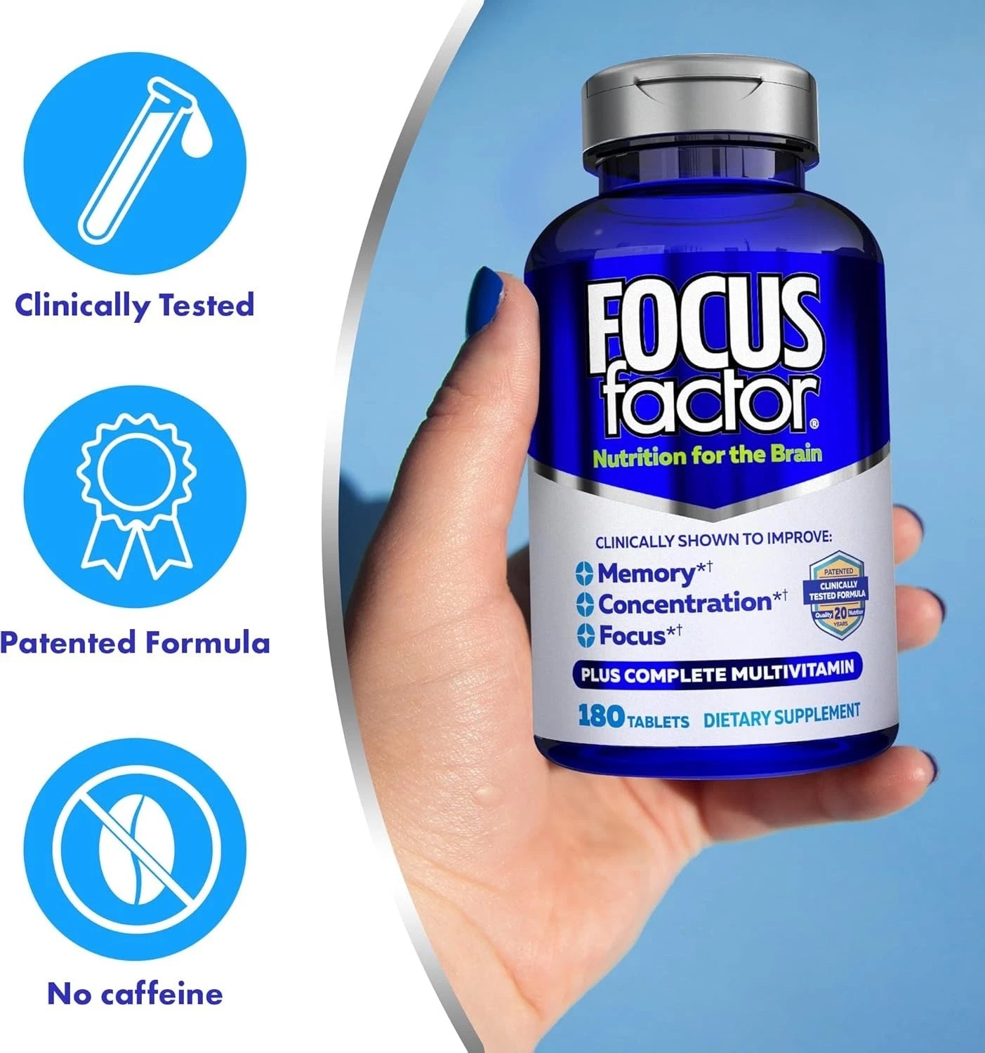 Focus Factor Brain & Memory Support Dietary Supplement – 180 Tablets