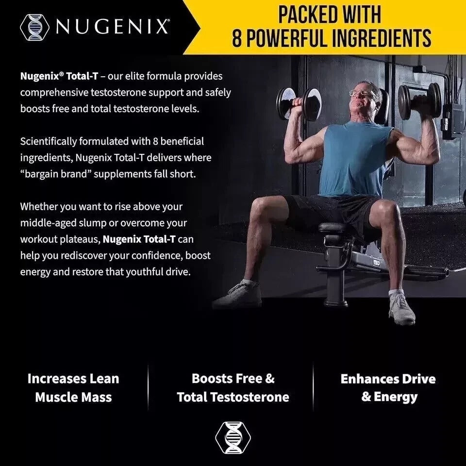 Nugenix Total-T Testosterone Support Formula 90 Capsules for Men | Energy, Strength & Performance Supplement