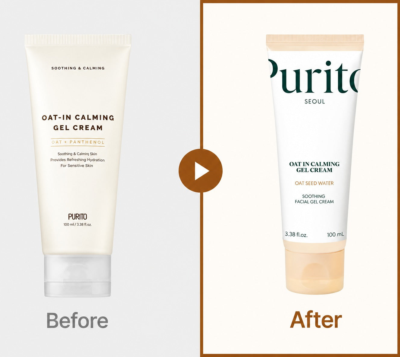 PURITO Oat-In Calming Gel Cream 100mL – Soothing Hydrating Gel Moisturizer with 77% Oat Seed Water, Panthenol & Squalane | Lightweight Korean Skincare for Sensitive Skin