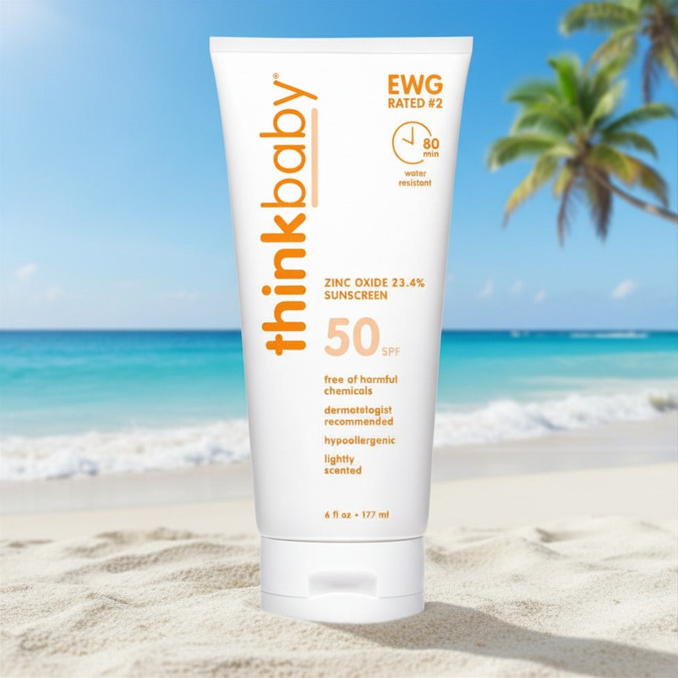 Thinkbaby SPF 50+ Baby Sunscreen 6 oz | Safe Mineral Sunblock for Babies & Sensitive Skin
