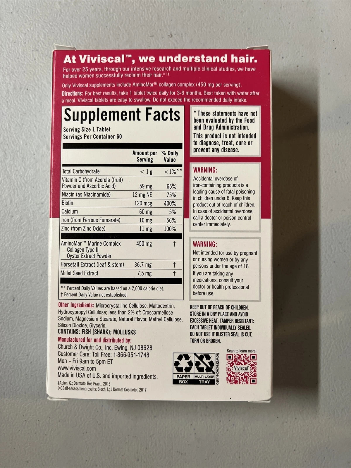 Viviscal Women’s Hair Growth Supplement 60 Tablets – Hair Strengthening & Healthy Hair Support Formula