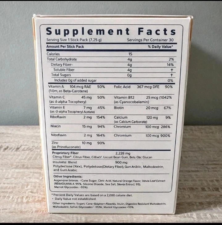 Unicity Balance Orange Fiber Supplement Drink Mix, 30 Stick Packs | New & Sealed | Exp 04/2028