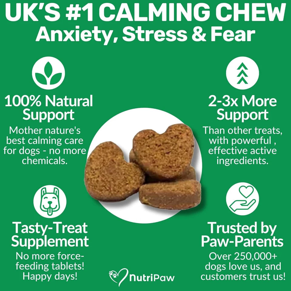 Calming Treats for Dogs – Anxiety, Stress & Fear Relief Chews for Barking, Travel & Aggression Support – 60 Count Natural Calming Supplement for All Breeds