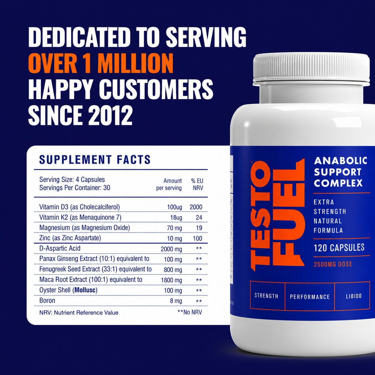 TestoFuel Testosterone Booster for Men | Muscle Growth, Strength &amp; Performance Support Supplement