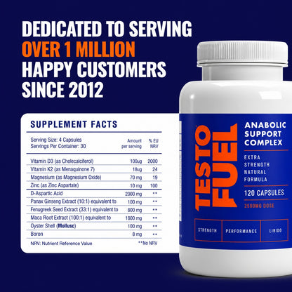 TestoFuel Testosterone Booster for Men | Muscle Growth, Strength &amp; Performance Support Supplement
