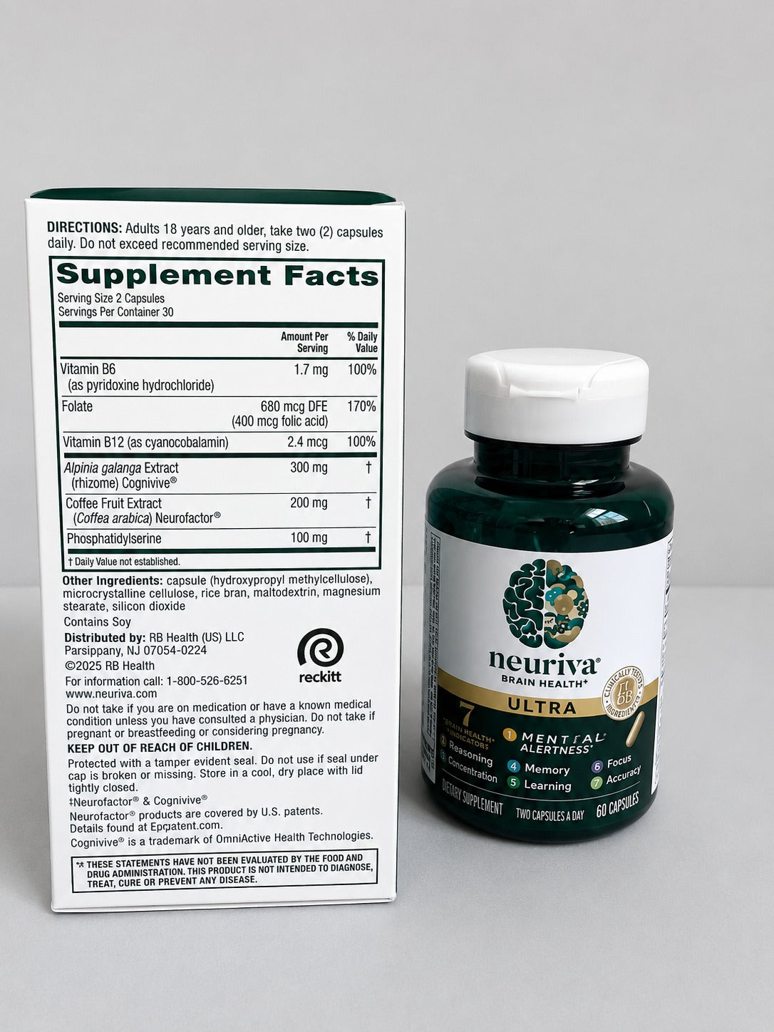 Neuriva Ultra Brain Health Supplement 60 Capsules | Memory, Focus &amp; Mental Alertness Support
