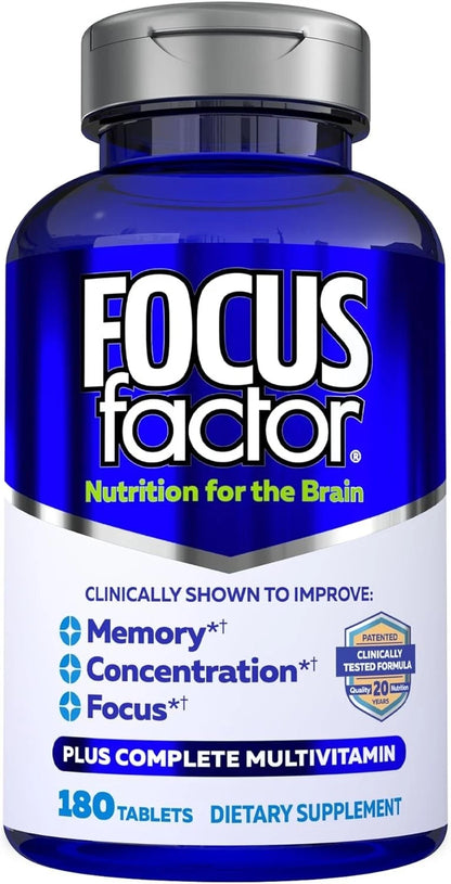 Focus Factor Brain &amp; Memory Support Dietary Supplement – 180 Tablets