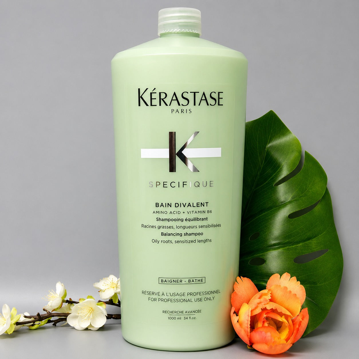 Kerastase Specifique Bain Divalent Balancing Shampoo 1000ml / 34oz with Pump for Oily Roots &amp; Sensitized Lengths