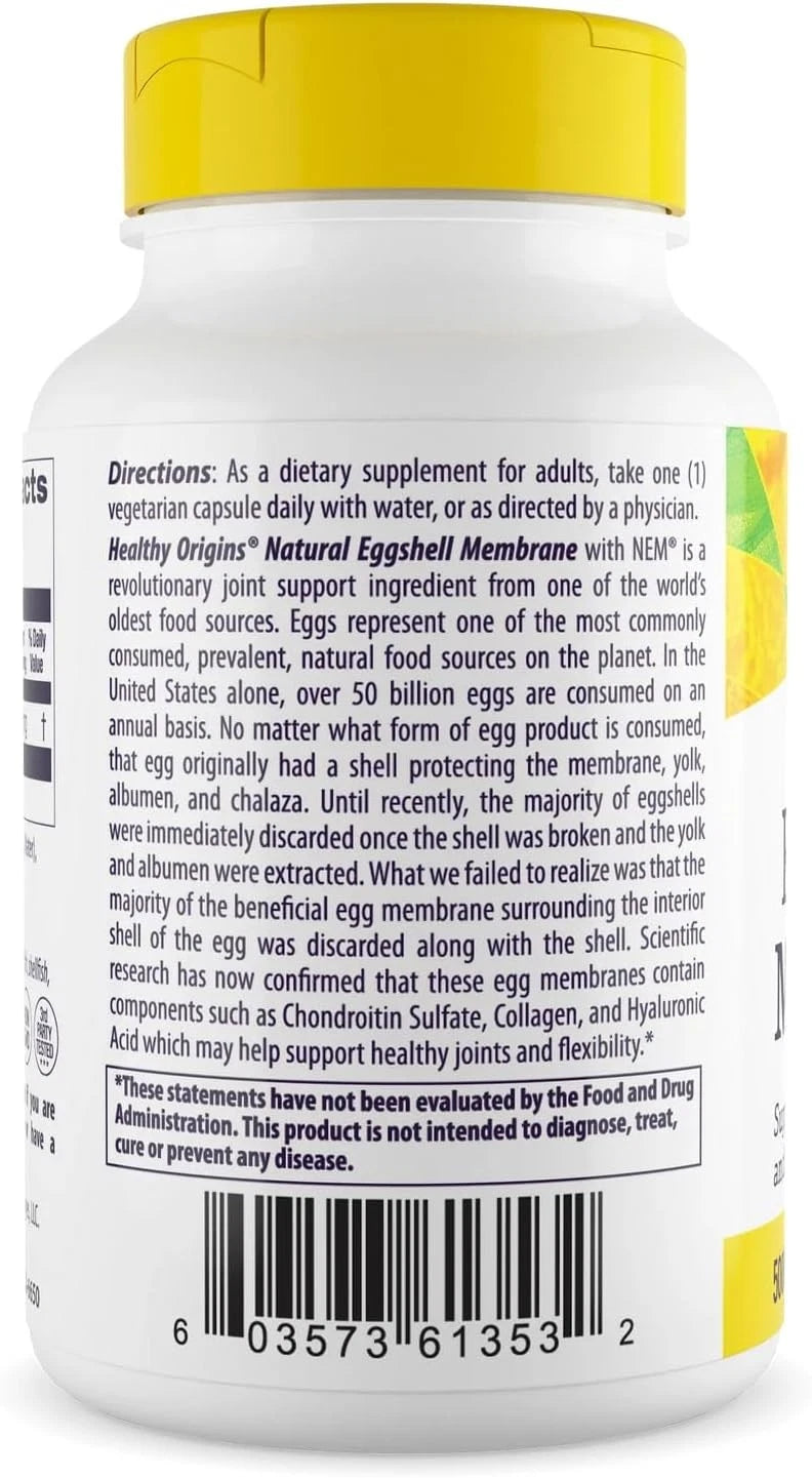 Healthy Origins Eggshell Membrane (NEM) 500 mg – Joint Support Supplement, Non-GMO – 30 Capsules