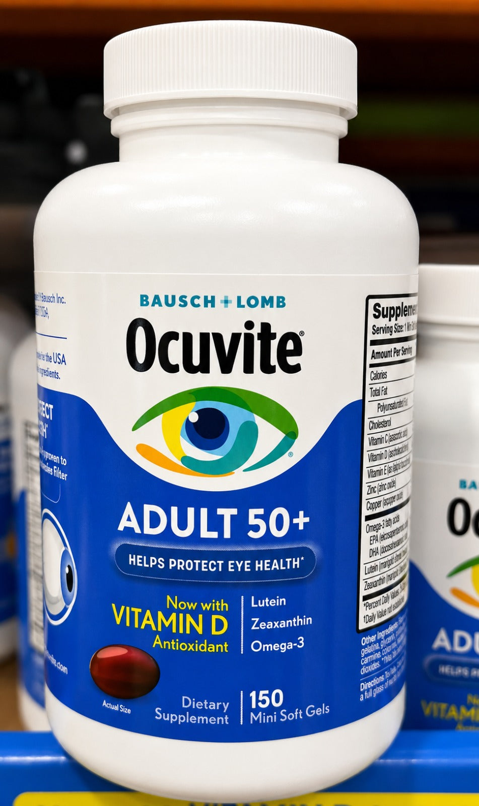 Bausch + Lomb Ocuvite Adult 50+ Eye Vitamin &amp; Mineral Supplement – 150 Softgels | Lutein, Zeaxanthin &amp; Omega-3 Eye Health Support