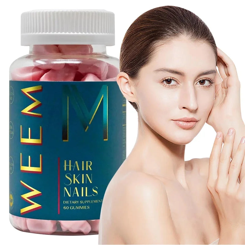 WEEM Hair, Skin &amp; Nails Gummies – Vegan Biotin Supplement for Healthy Hair Growth, Skin Radiance &amp; Strong Nails