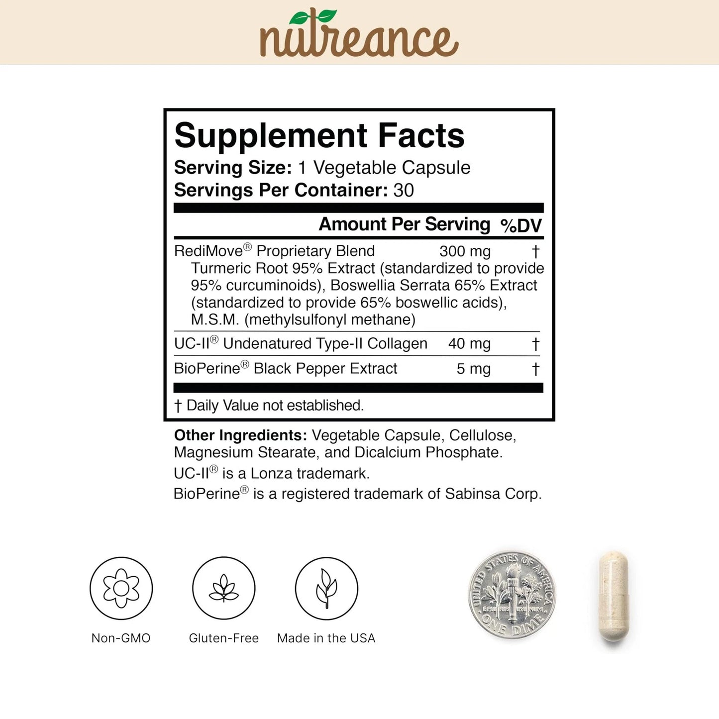 Redimove Natural Joint Support Supplement – Non-GMO, Gluten-Free Formula for Mobility &amp; Comfort