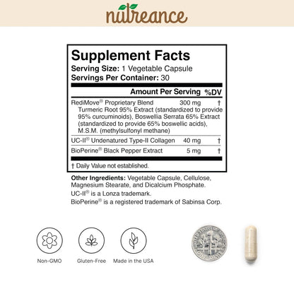 Redimove Natural Joint Support Supplement – Non-GMO, Gluten-Free Formula for Mobility &amp; Comfort