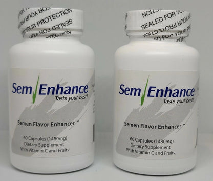 SemEnhance Semen Flavor Enhancer Dietary Supplement, 60 Capsules (1480mg) – 2 Month Supply with Vitamin C &amp; Fruit Blend