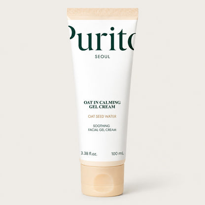 PURITO Oat-In Calming Gel Cream 100mL – Soothing Hydrating Gel Moisturizer with 77% Oat Seed Water, Panthenol &amp; Squalane | Lightweight Korean Skincare for Sensitive Skin