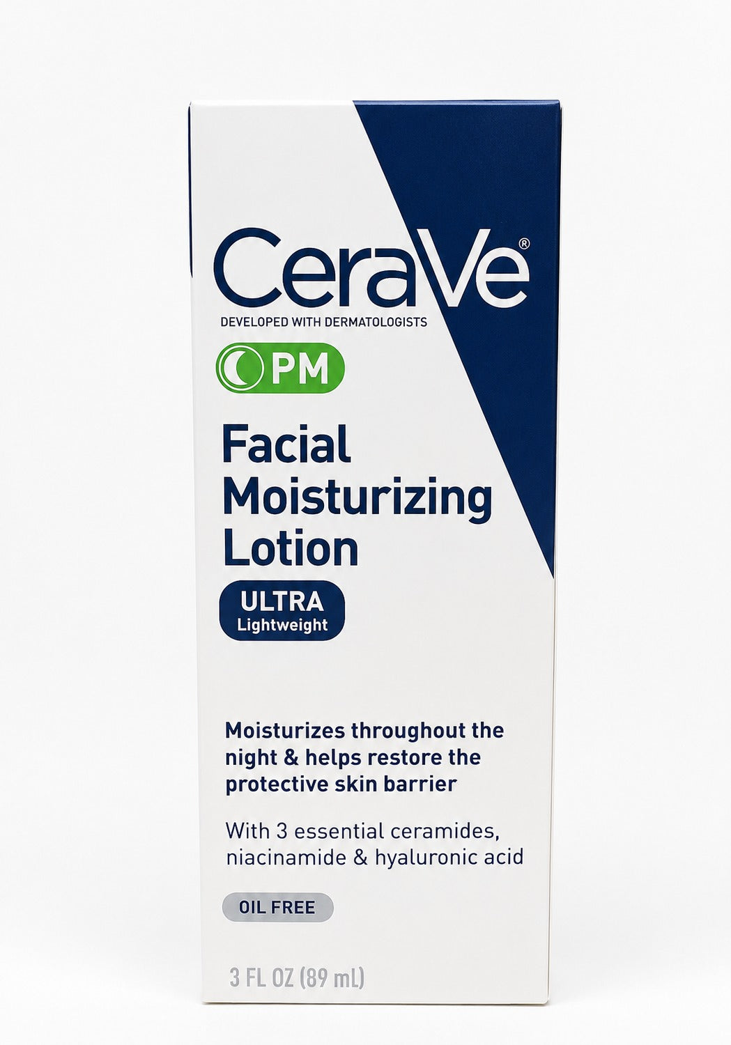 CeraVe PM Facial Moisturizing Lotion 2 fl oz (59ml) Ultra Lightweight Night Face Moisturizer with Ceramides &amp; Hyaluronic Acid New