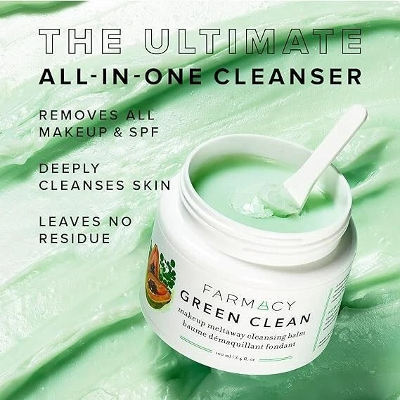 Farmacy Green Clean Makeup Meltaway Cleansing Balm 100ml – Natural Cleansing Balm Makeup Remover, Hydrating Face Cleanser