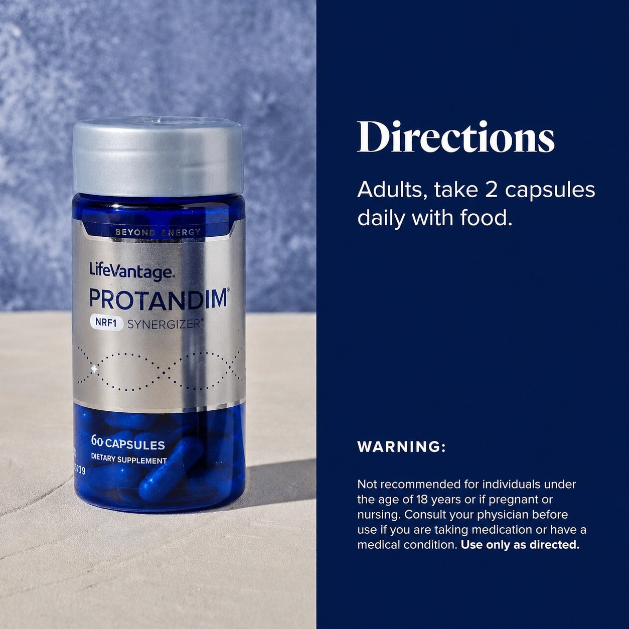 LifeVantage Protandim NRF1 Synergizer Dietary Supplement 60 Vegan Capsules | Mitochondrial Energy Support