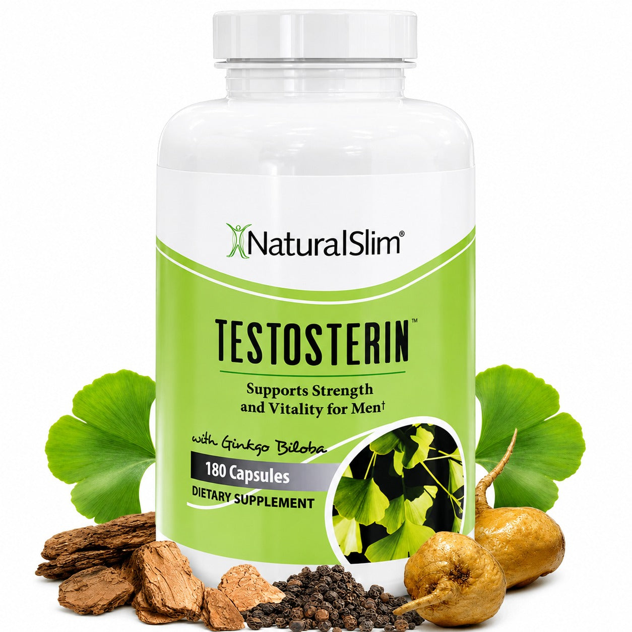 NaturalSlim Testosterin Men’s Multivitamin Testosterone Support Supplement – 180 Capsules