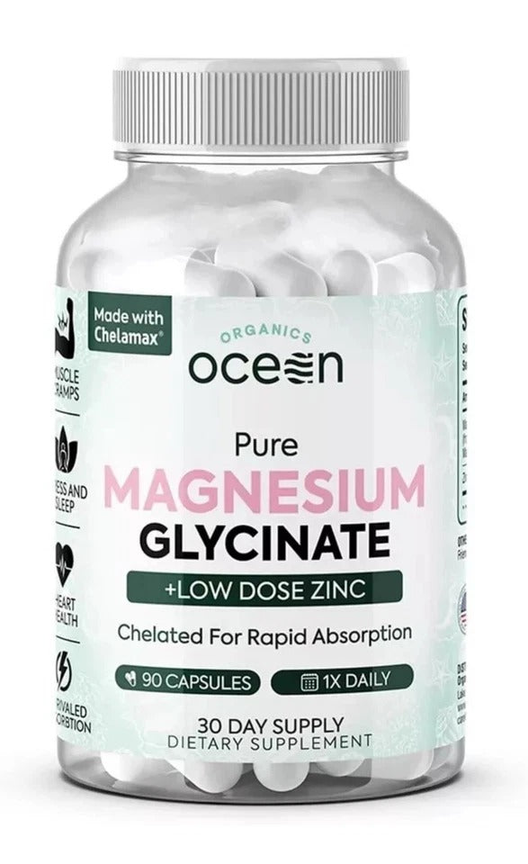 Organics Ocean Pure Magnesium Glycinate Zinc 4 Sleep 90 Capsules Dietary Supplement