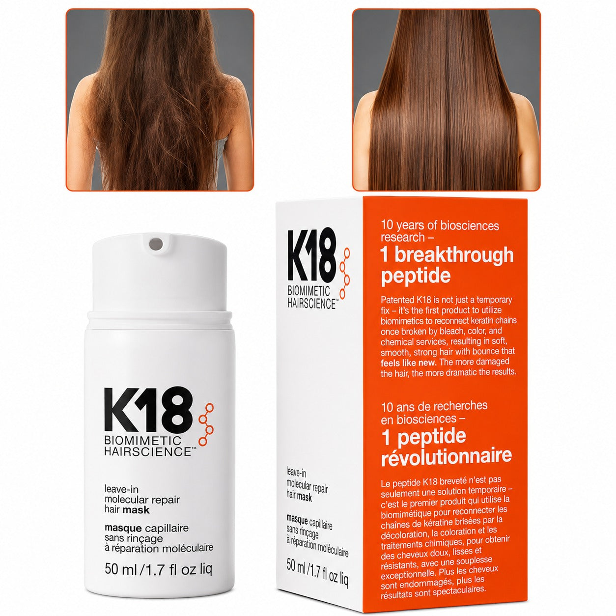 K18 Leave-In Molecular Repair Hair Mask Biomimetic Hairscience 50ml / 1.7 oz | Repairs Damaged Hair