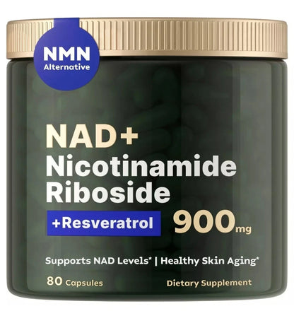 NAD+ Supplement with Nicotinamide Riboside &amp; Resveratrol | Anti-Aging, Energy &amp; Focus Support | Dietary Supplement Capsules