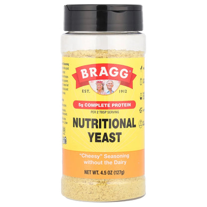 Bragg Nutritional Yeast Seasoning 4.5 oz (127g) – Vegan Cheesy Flavor, Complete Protein &amp; B Vitamins
