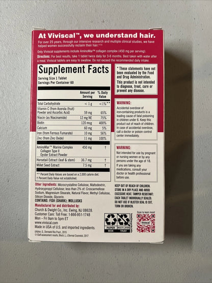 Viviscal Women’s Hair Growth Supplement 60 Tablets – Hair Strengthening &amp; Healthy Hair Support Formula