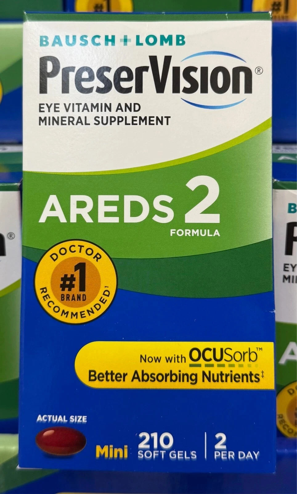 Bausch + Lomb PreserVision AREDS 2 Formula Eye Vitamin & Mineral Supplement, 210 Soft Gels
