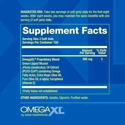 OmegaXL Green Lipped Mussel Joint &amp; Muscle Support Supplement, 120 Capsules