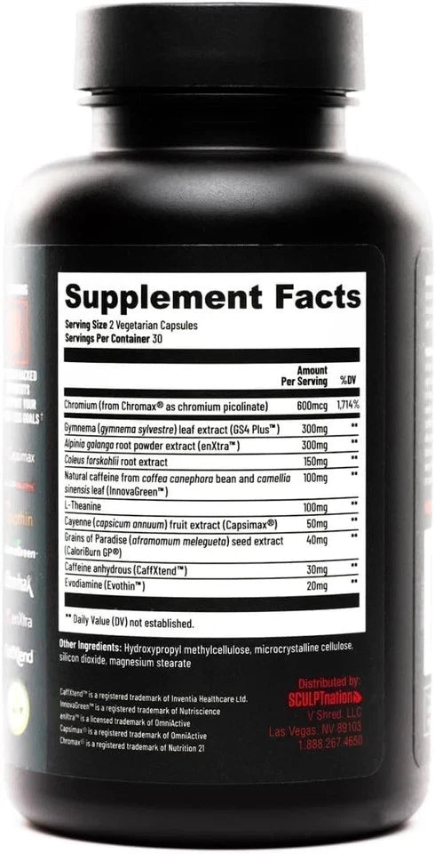 Sculpt Nation by V Shred Burn Thermogenic Fat Burner for Men & Women 60 Capsule