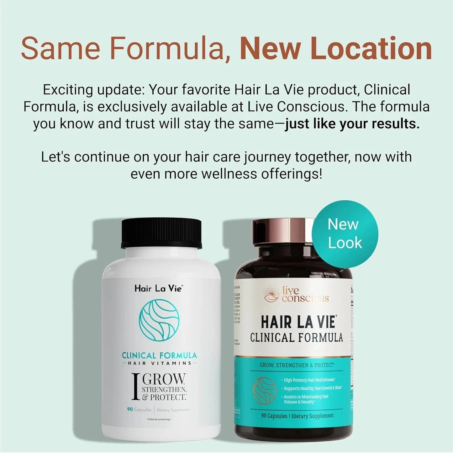 Hair La Vie Clinical Formula Hair Growth Supplement 90 Capsules | Live Conscious Hair Vitamins for Stronger, Thicker &amp; Healthier Hair