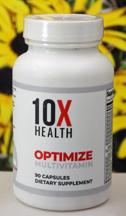 10X Health Optimize Methylated Multivitamin – 90 Capsules | Active B-Complex with 5-MTHF, B12 &amp; NAC | Energy, Brain &amp; Cellular Support Supplement