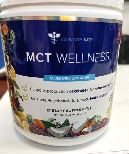 Gundry MD MCT Wellness Blueberry Lemonade Powder Supplement, 8.25 oz (234g)