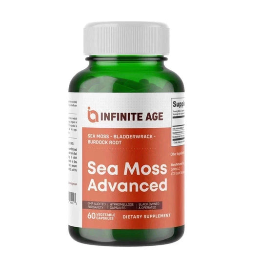 Infinite Age Sea Moss Advanced Superfood 1250mg High Potency Vegan Capsules, 60 Count