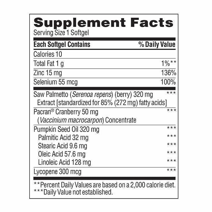 Trunature Prostate Plus Health Complex 250 Softgels | Saw Palmetto 320mg, Zinc, Lycopene & Pumpkin Seed Oil | Exp. 08/2027