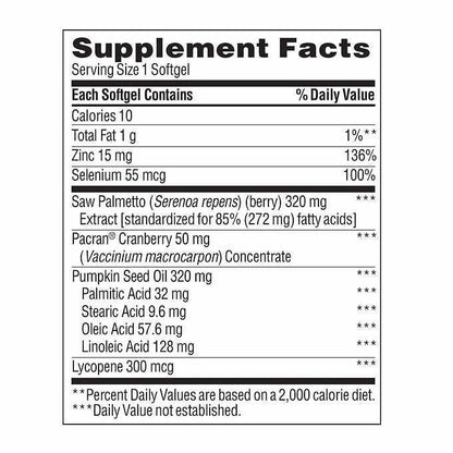 Trunature Prostate Plus Health Complex 250 Softgels | Saw Palmetto 320mg, Zinc, Lycopene & Pumpkin Seed Oil | Exp. 08/2027