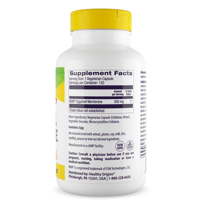 Healthy Origins Eggshell Membrane 500mg 120 Veg Capsules – Joint Support Supplement with Natural Collagen &amp; Hyaluronic Acid