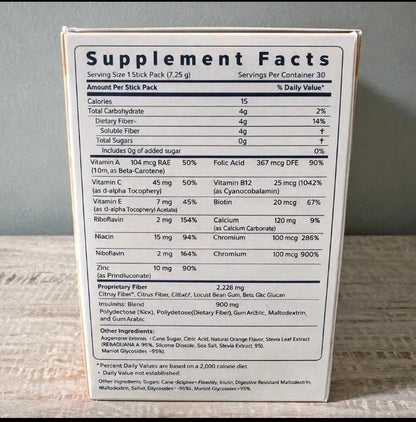 Unicity Balance Orange Fiber Supplement Drink Mix, 30 Stick Packs | New &amp; Sealed | Exp 04/2028