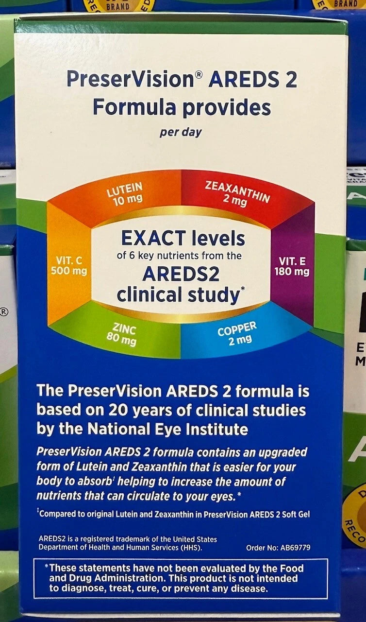 Bausch + Lomb PreserVision AREDS 2 Formula Eye Vitamin & Mineral Supplement, 210 Soft Gels