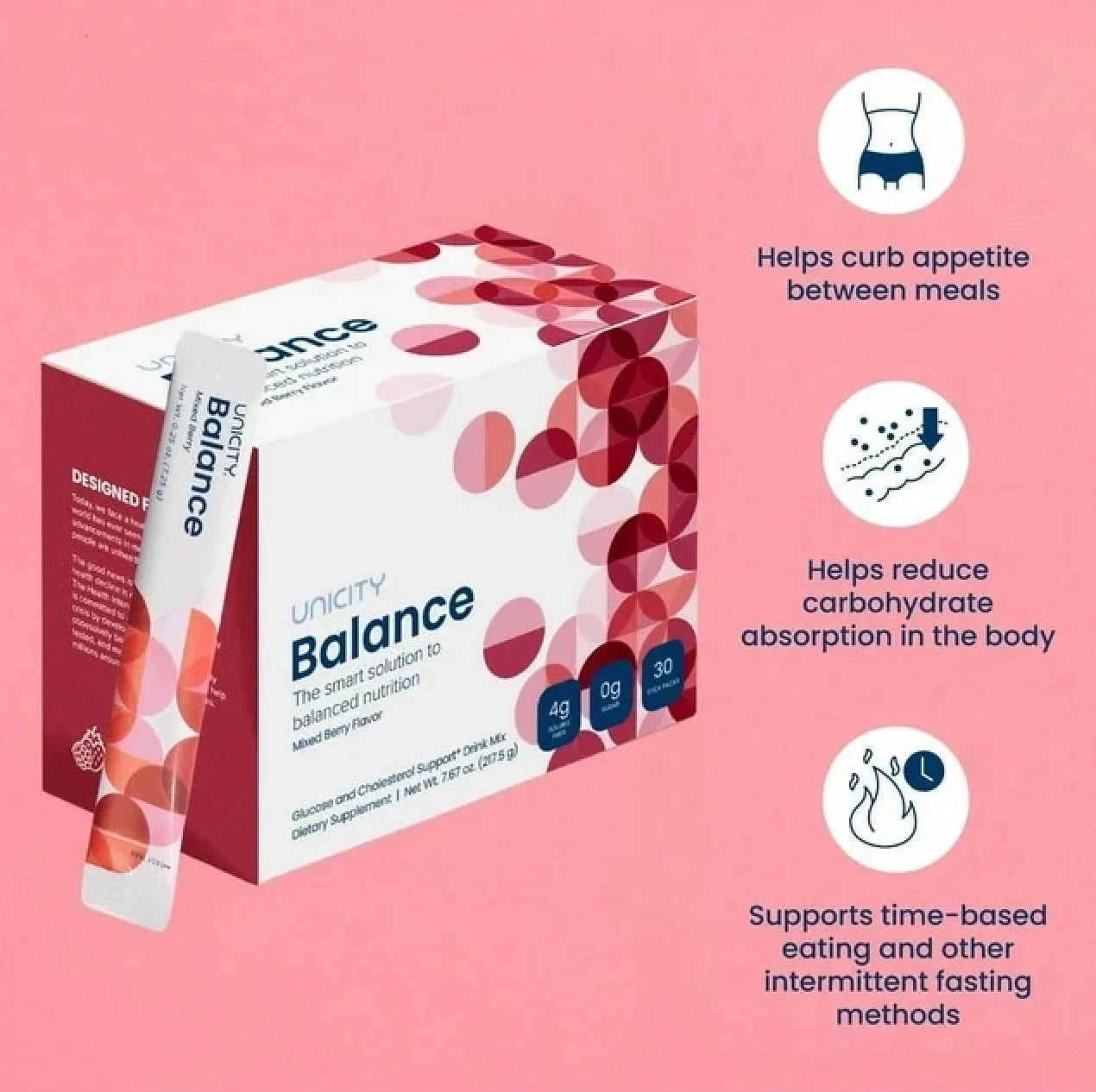 Unicity Balance Berry Dietary Fiber Supplement, 30 Sachets Box | Exp 02/2027