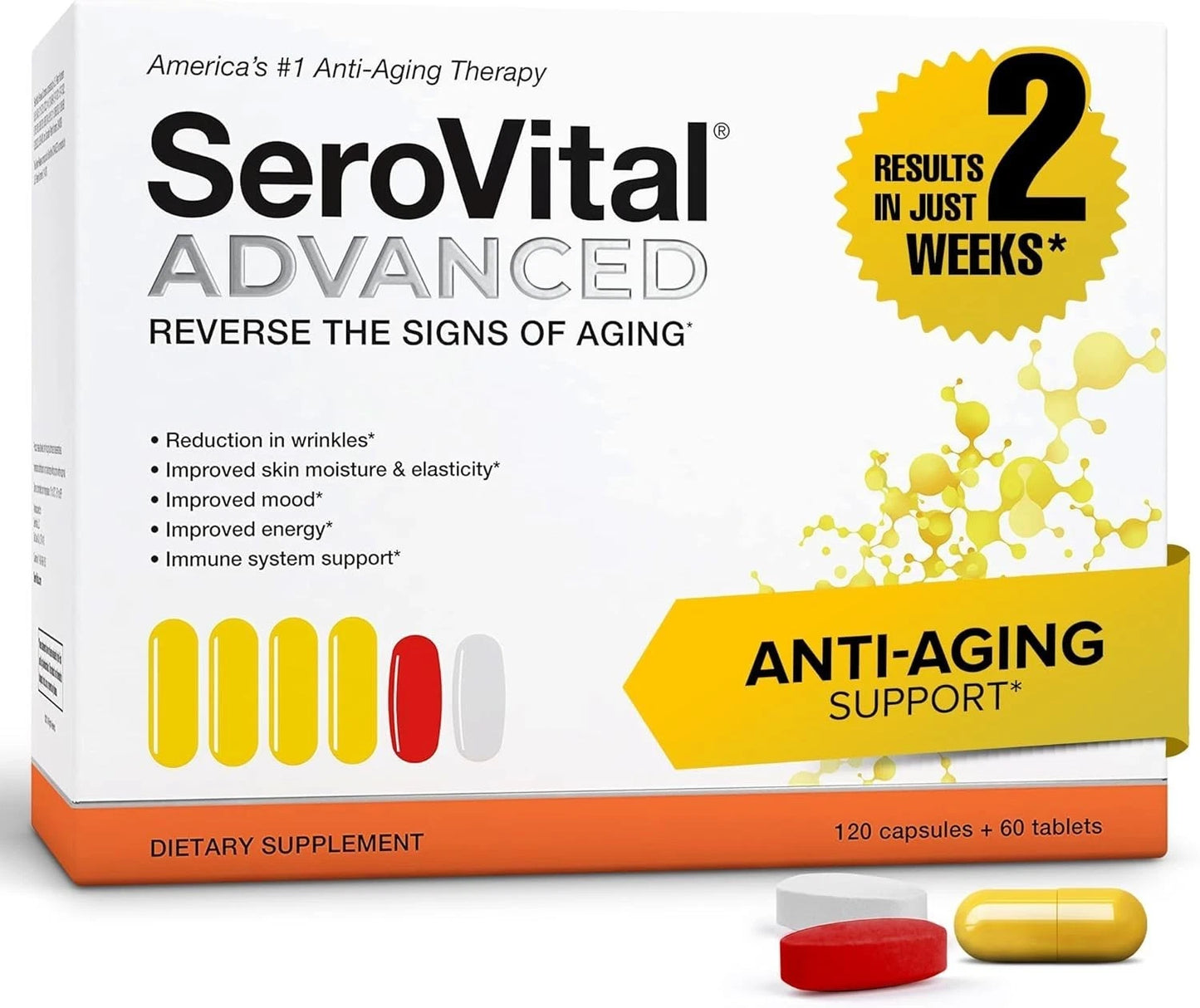 SeroVital Advanced Anti-Aging Dietary Supplement – 120 Capsules + 60 Tablets | Morning &amp; Evening Blend Support