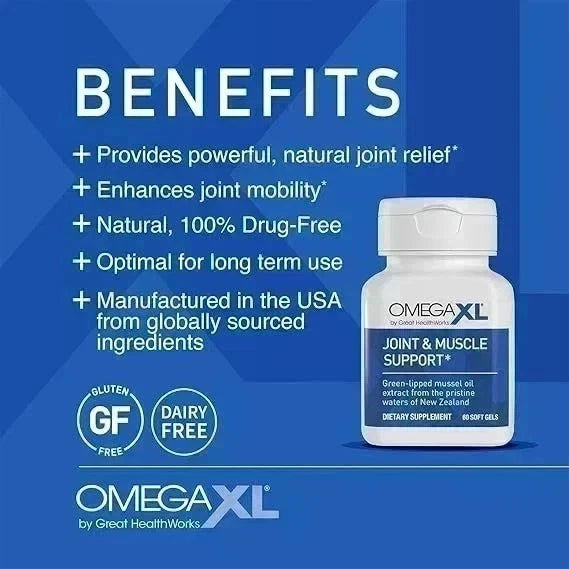 OmegaXL Green Lipped Mussel Joint &amp; Muscle Support Supplement, 120 Capsules