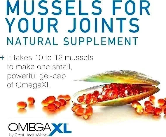 OmegaXL Green Lipped Mussel Joint &amp; Muscle Support Supplement, 120 Capsules