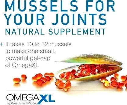 OmegaXL Green Lipped Mussel Joint &amp; Muscle Support Supplement, 120 Capsules