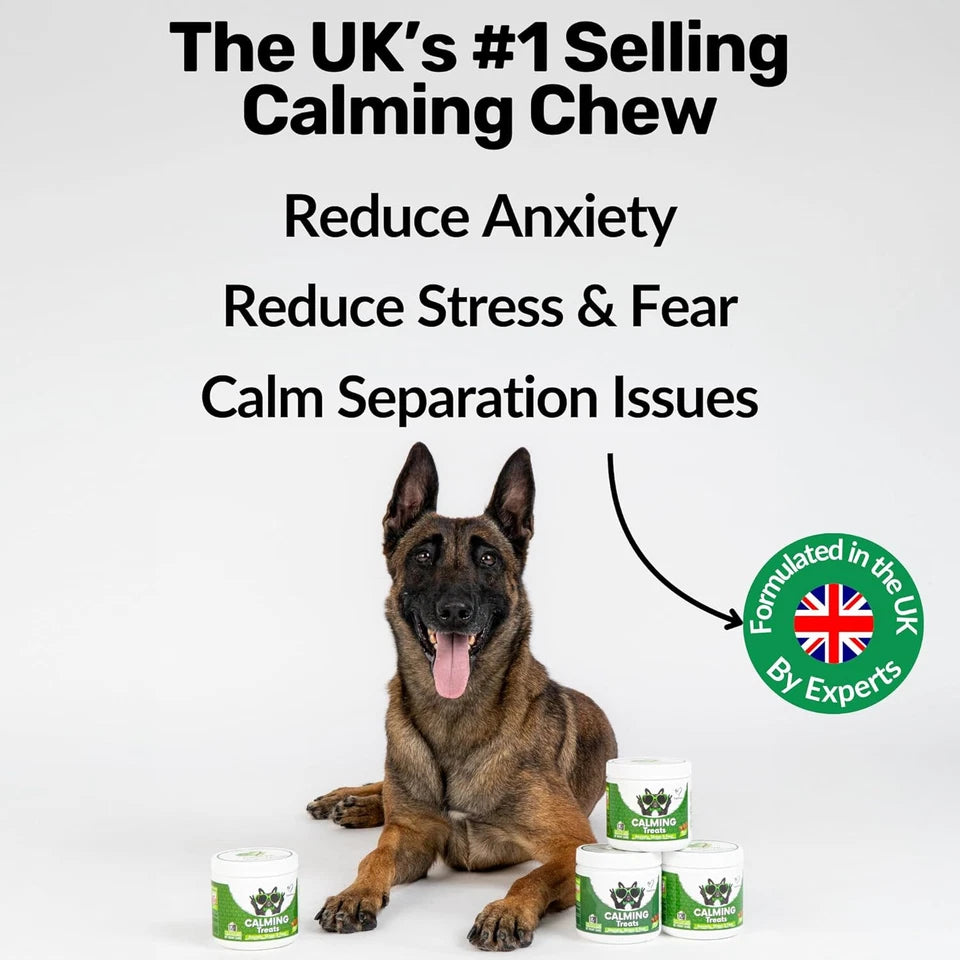 Calming Treats for Dogs – Anxiety, Stress &amp; Fear Relief Chews for Barking, Travel &amp; Aggression Support – 60 Count Natural Calming Supplement for All Breeds